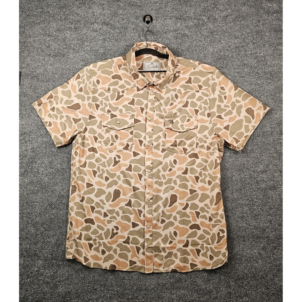 Burlebo Performance Western Pearl Snap Button Down Shirt Size Large Venado Camo